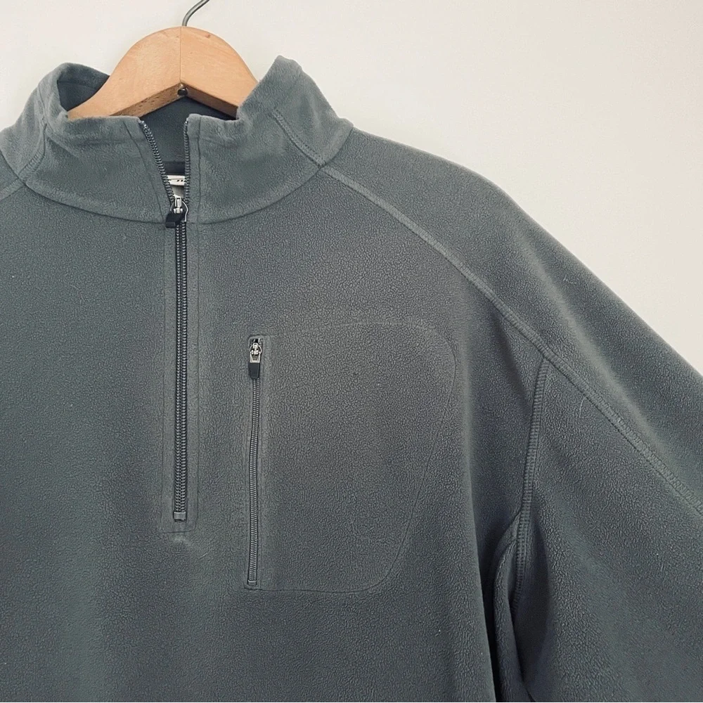 L. L. Bean Quarter Zip Pullover Fleece Grey Gray Large - Picture 3 of 5